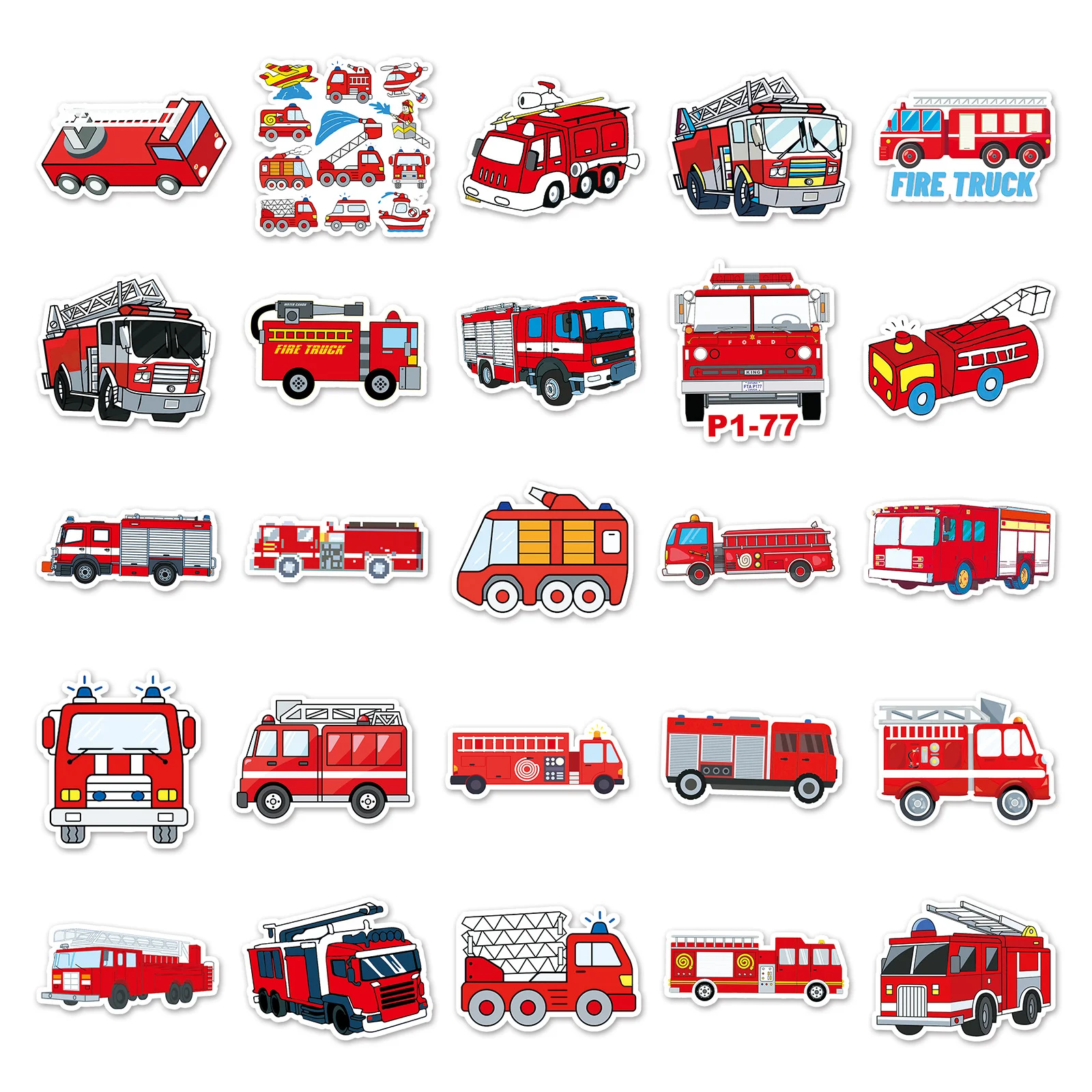 50PCS Fire Truck Vinyl Sticker - Laptop Original Accessories recension och pris